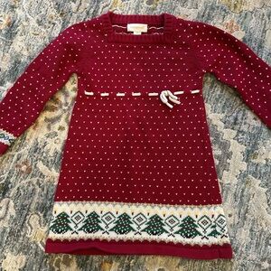 Savannah Girl's Red Christmas Tree Sweater Knitted Dress Long Sleeve Red size 3T